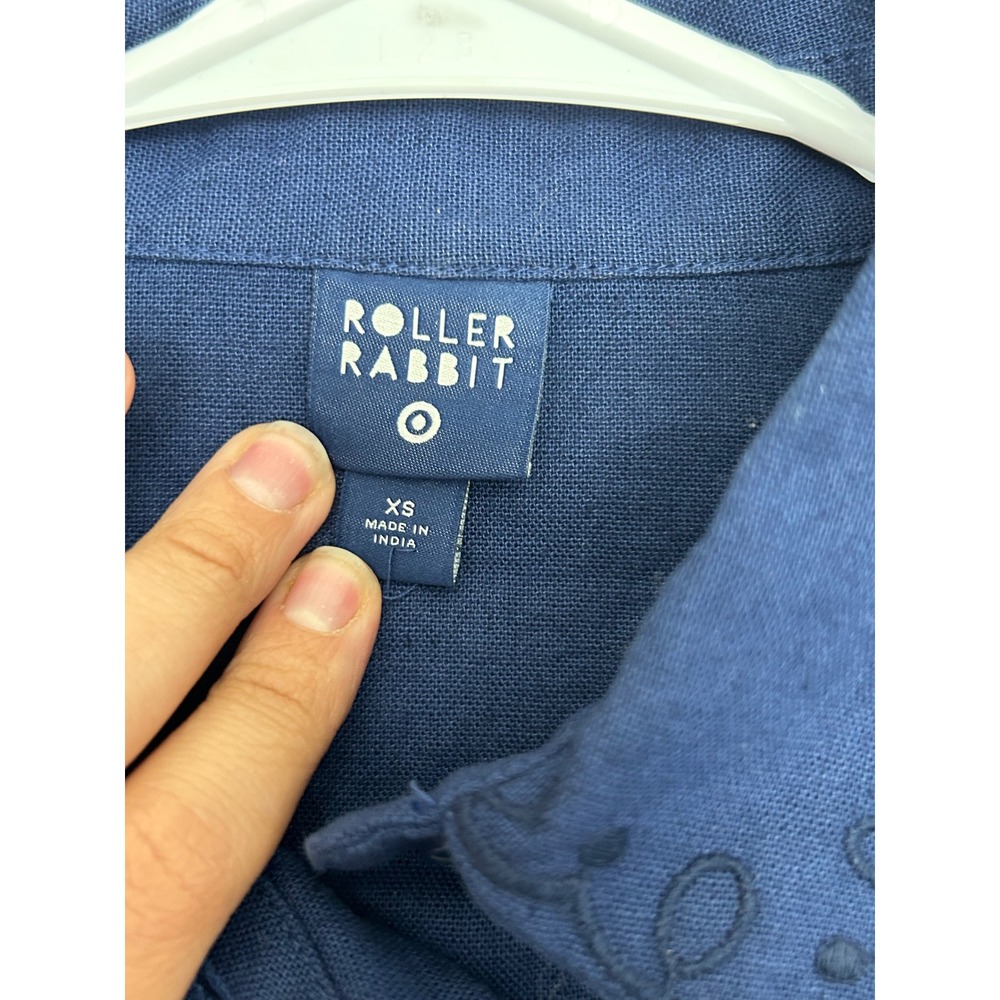 Roller Rabbit x Target Women oversized XS Navy Embroidered Scallop Cropped top - Picture 11 of 12